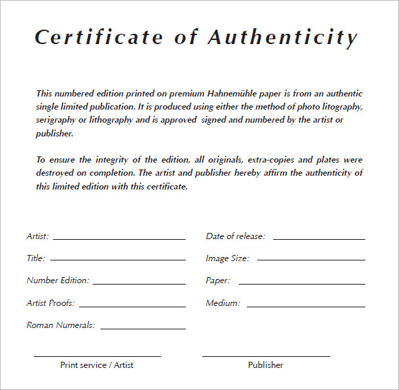 8+ Certificate of Authenticity Templates Free Samples , Examples , Format