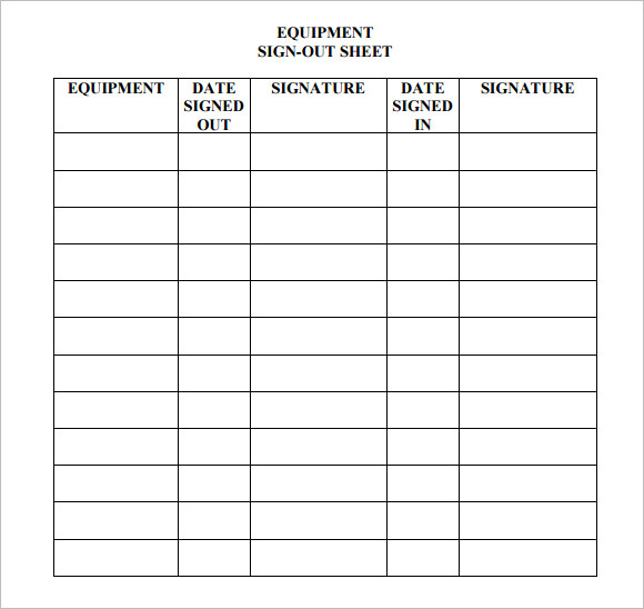 Equipment Sign Out Sheet Template from images.sampletemplates.com