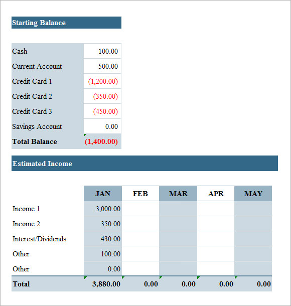 family budget planner excel free