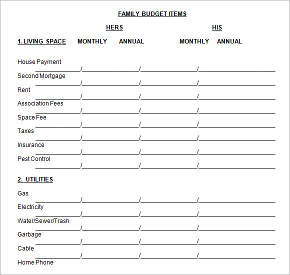 family budget template word