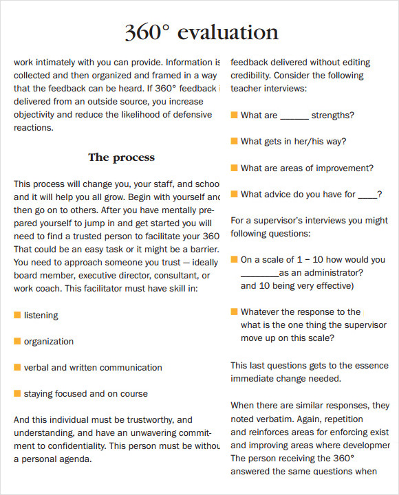 360 Evaluation 7  Free Samples Examples Format