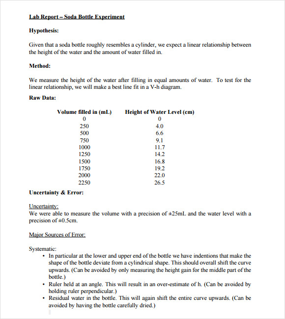 Laboratory report sample