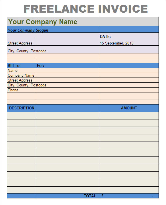 free lance invoice template microsoft excel