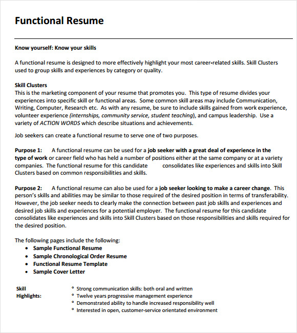 Example of a functinal resume