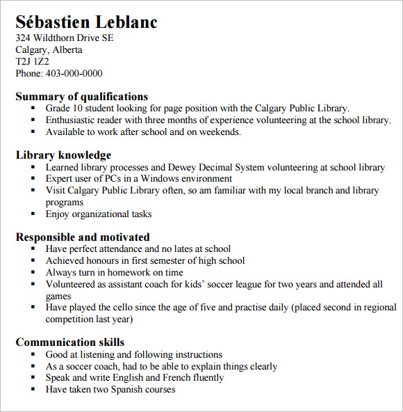 10 High School Resume Templates – Free Samples , Examples & Format