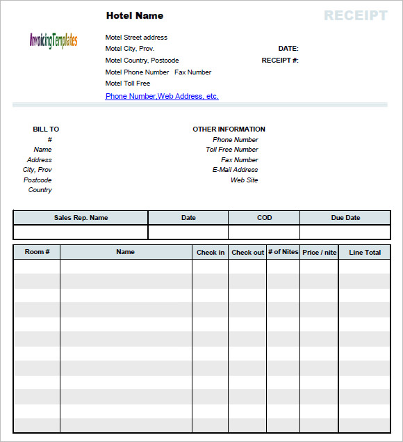 additional living expenses receipt lodging