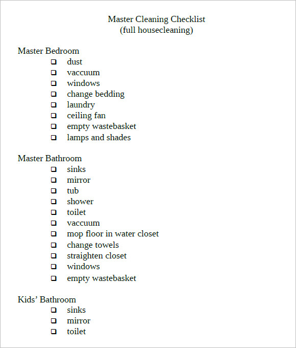 house cleaning checklist 1 1