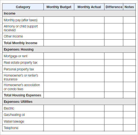 household budget template for google sheets