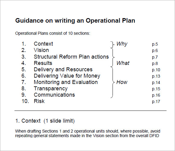 how to operational plan pdf