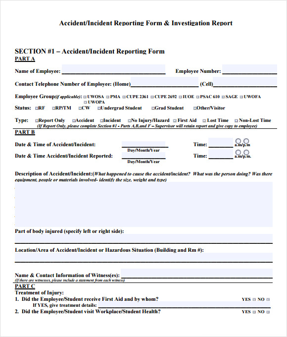 incident report template example