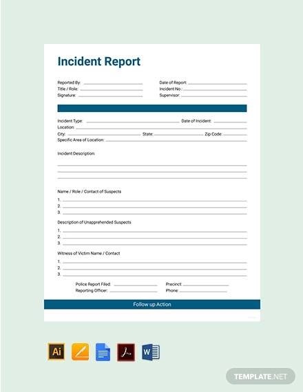 FREE 63+ Incident Report Examples in MS Words | PDF | Pages