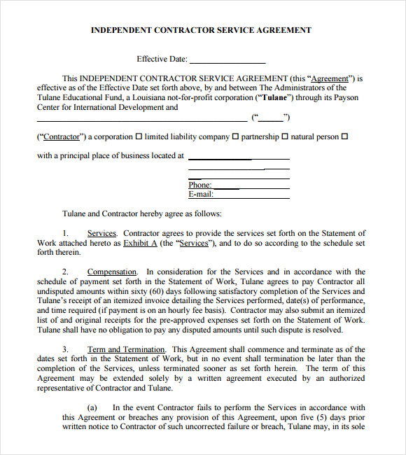 1099 agreement letter Sample Contractor Documents   Agreement 22 Independent