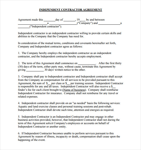 independent contractor agreement pdf