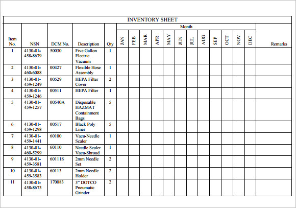 blank inventory sheet pdf