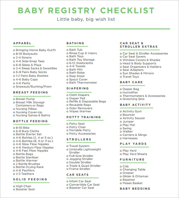 baby registry checklist 2022 printable