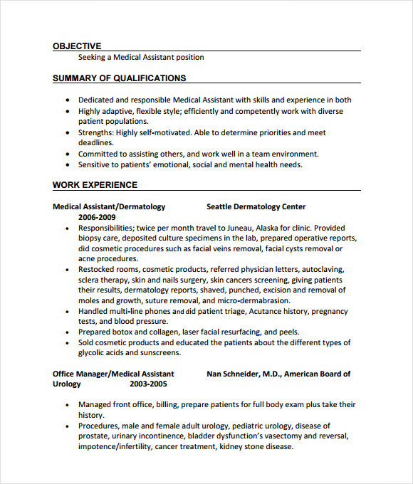 Free 6 Medical Assistant Resume Templates In Pdf