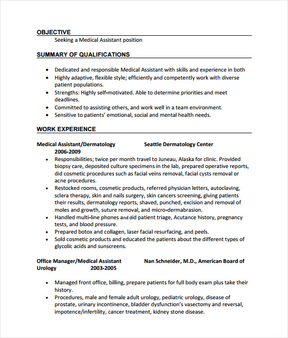 medical assistant resume sample