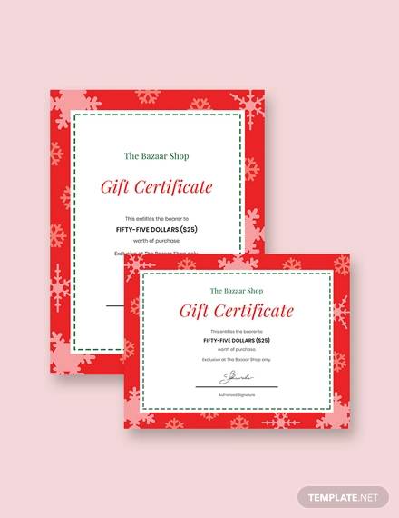 modern holiday gift certificate 