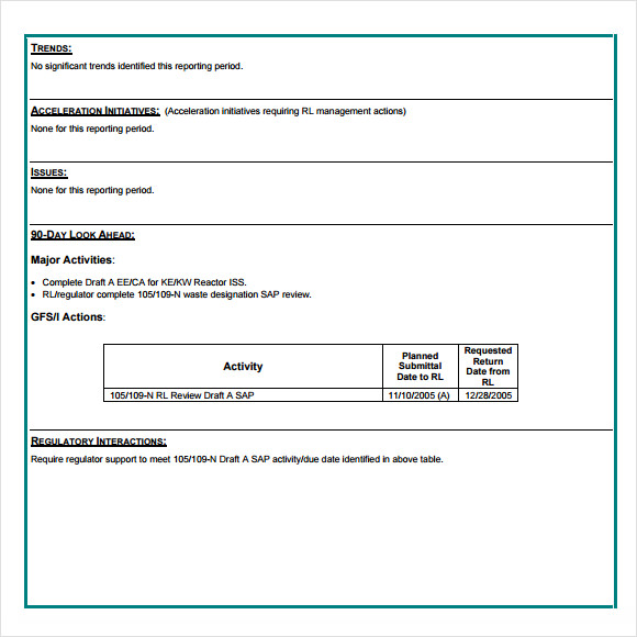monthly report template free pdf