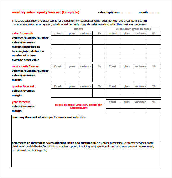 monthly report template pdf