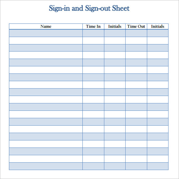 mployee sign in sign out sheet