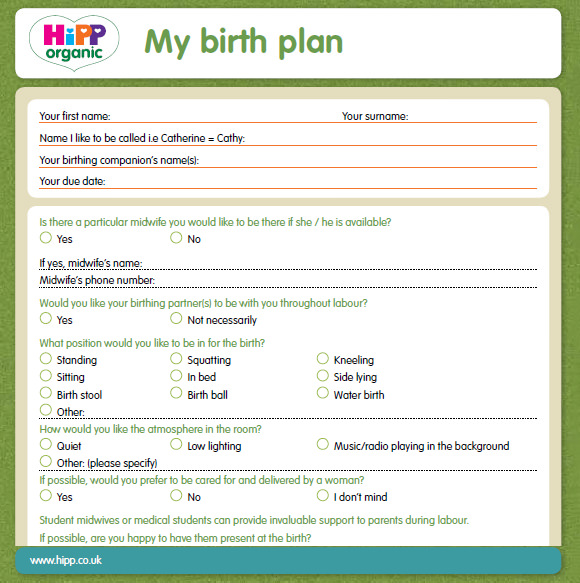 Nhs Choices Birth Plan Template