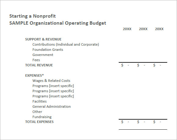 nonprofit sample budget oneoc pdf