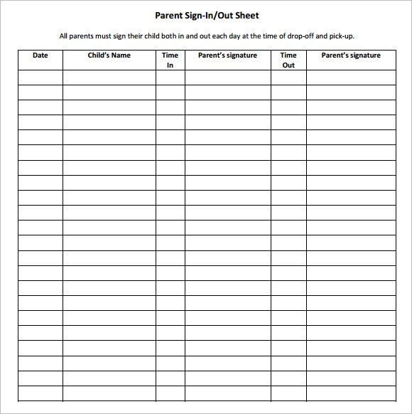 sign out sheet template 9 free samples examples format