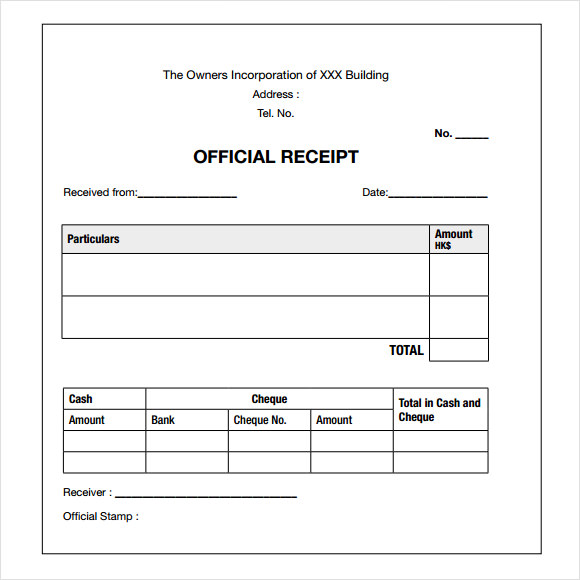 payment receipt sample