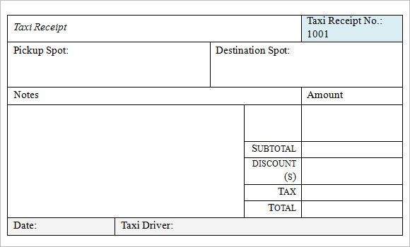 17 taxi receipt template free samples examples format