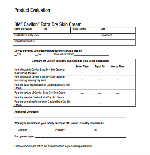 product evaluation sample