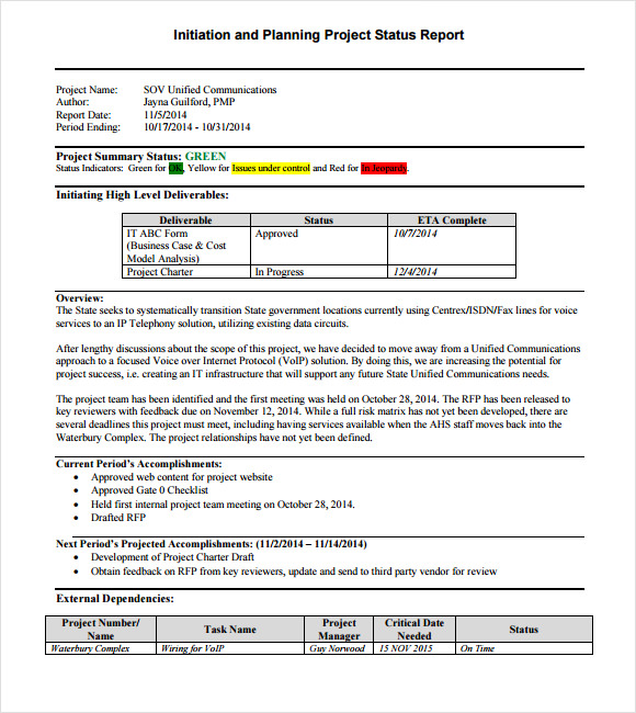 Sample Status Report Template from images.sampletemplates.com