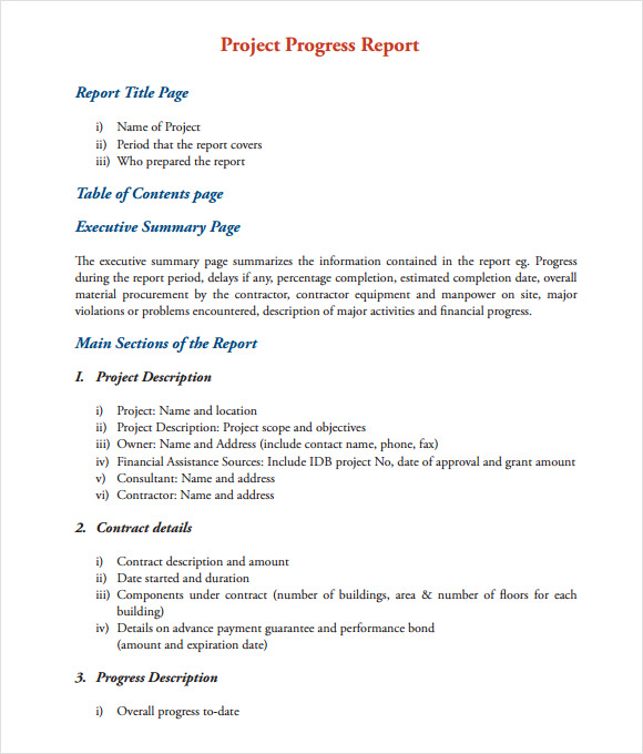 project status report format