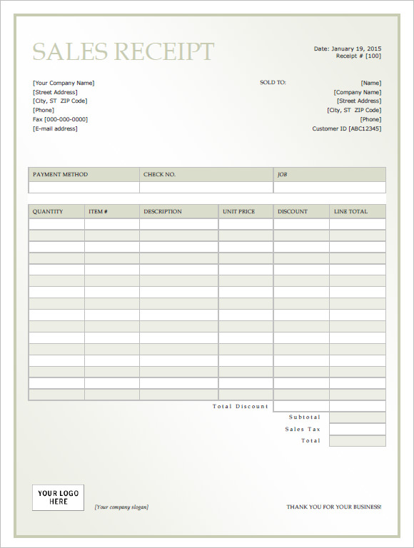 9 sales receipt templates free samples examples