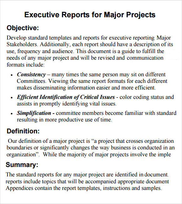 sample executive report template