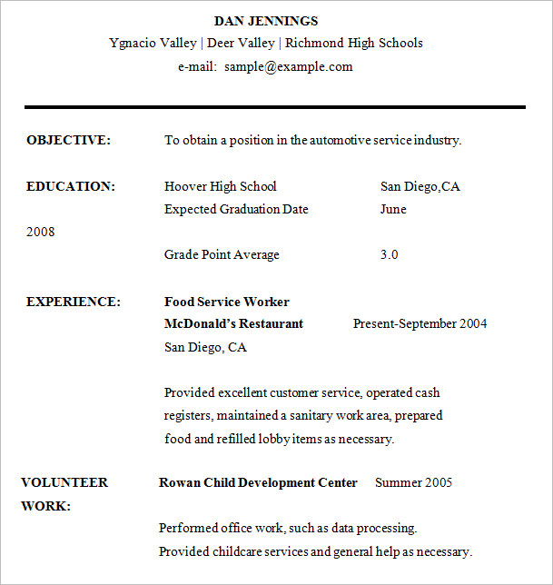 high school graduate resume template microsoft word