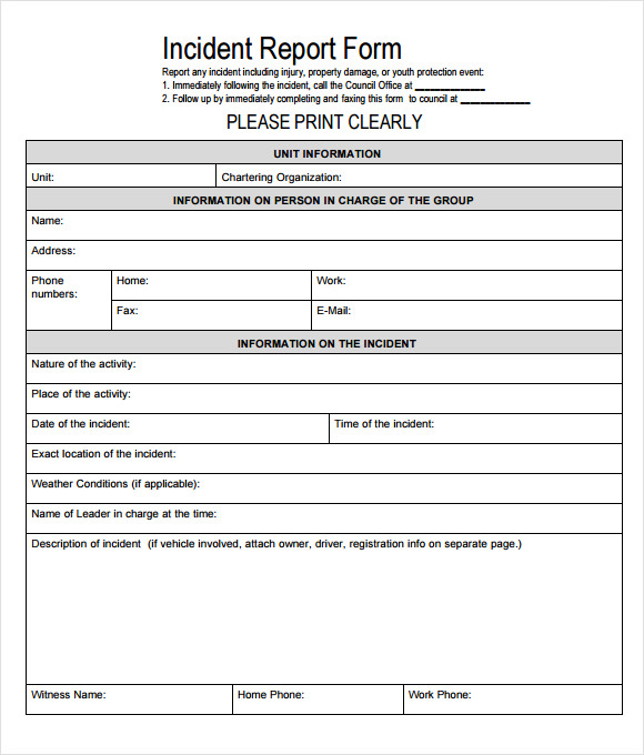 sample incident report template