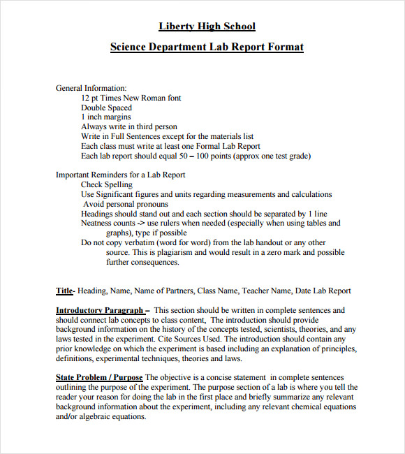 hypothesis examples lab report