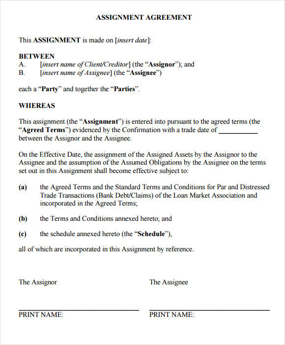 format of assignment agreement