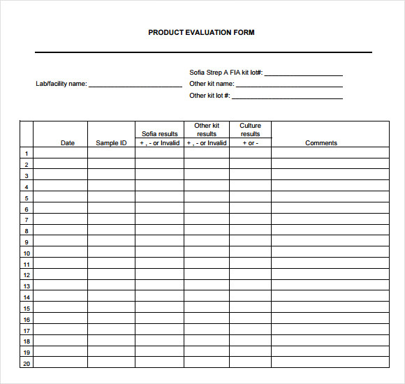 sample product evaluation form