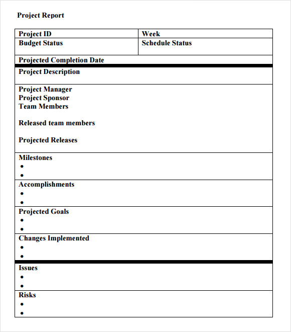 simple project status report template