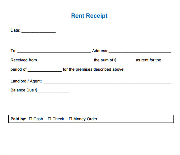 8 Rent Receipt Templates Free Samples Examples Format Sample 