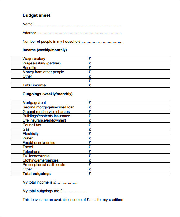 small business budget worksheet