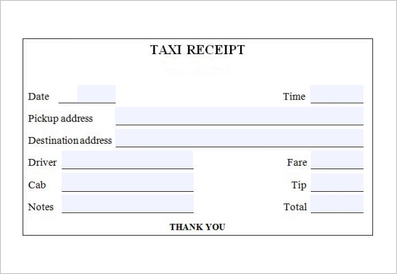 Printable Blank Taxi Receipt Printable Word Searches