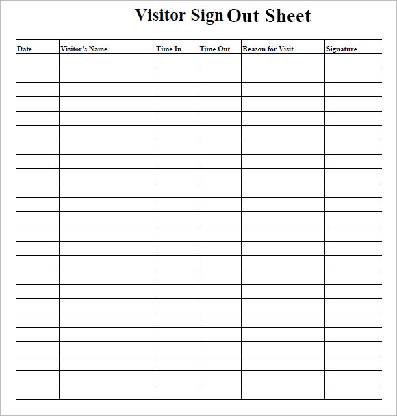 visitor sign in sign out sheet