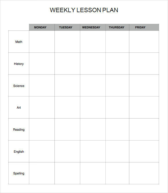 weekly lesson plan template excel