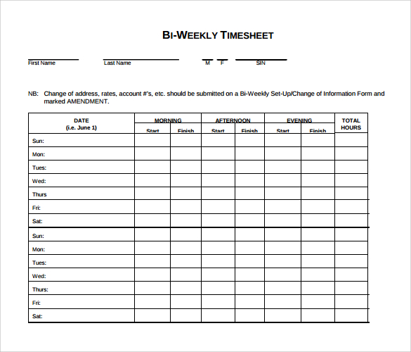 bi weekly timesheet sample