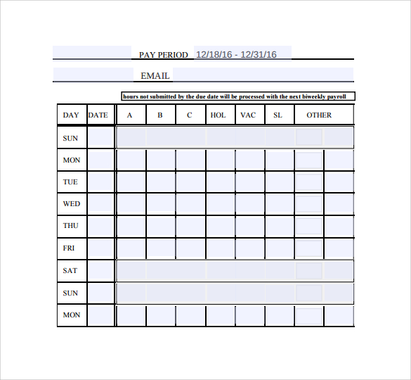 example of biweekly time sheet 