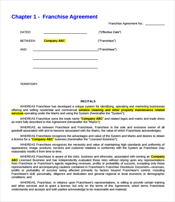 franchise agreement pdf