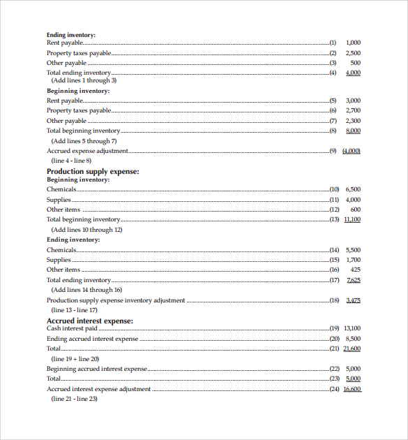 example of income statement template